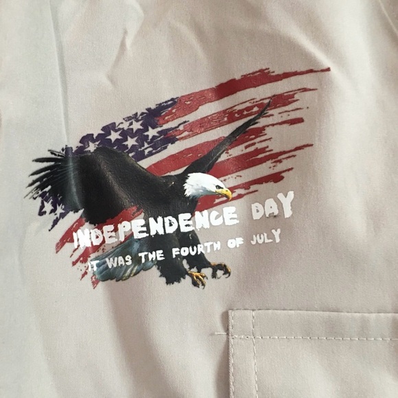 Creative American Flag Graphic Print Men's tan color Cargo shorts XL -New - Picture 11 of 11